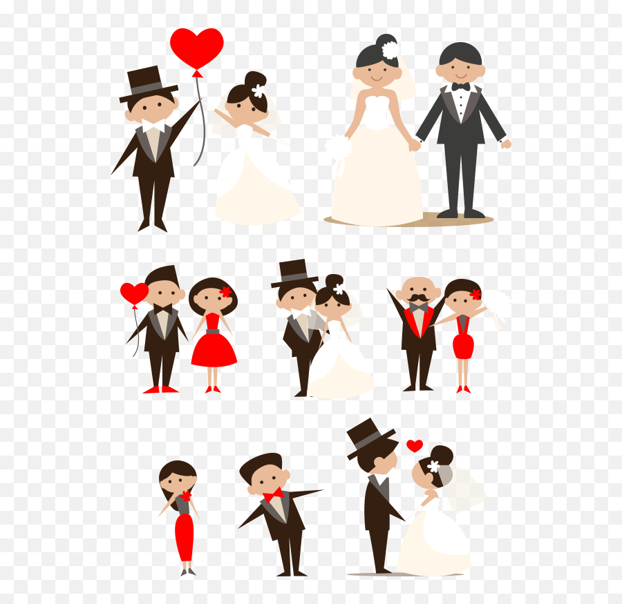 Download Cartoon Couple Clip Art Hand Drawn Bride - Bride Groom And Bride Clipart Png,Bride Png
