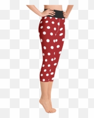 Polka Dot Red Yoga Capris For Women - Pants png
