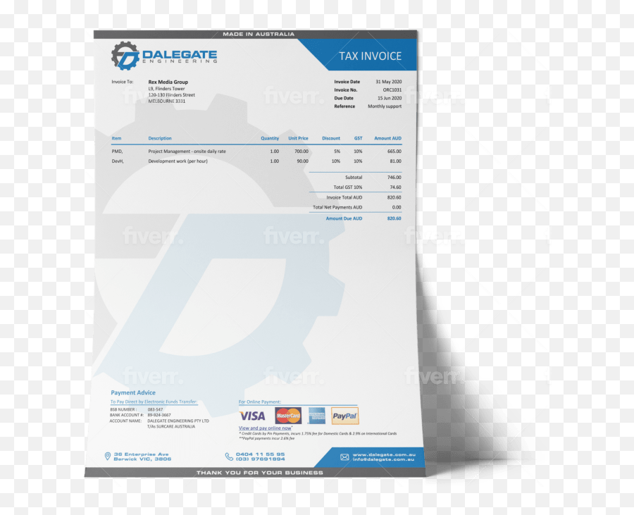 Design Branded Xero Invoice Templates By Zuixdesign Fiverr - Language Png,Xero Icon File