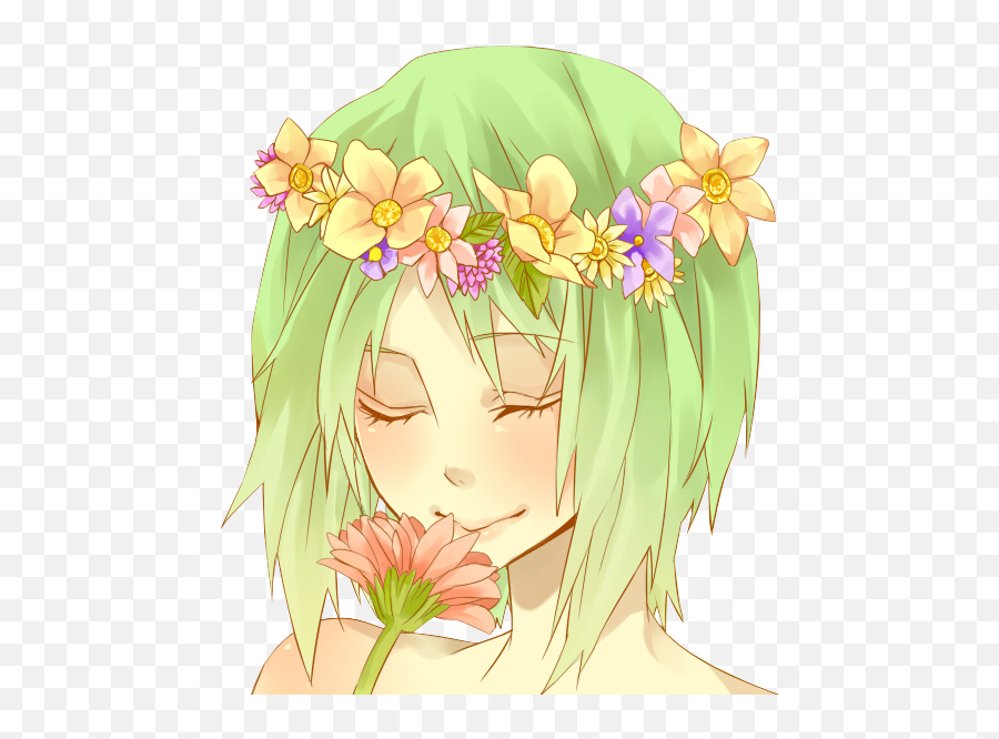 Anime - Flower Crown Anime Girl With Flowers Png,Gumi Icon