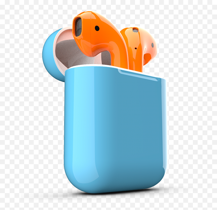 Airpods Apple Headphones Orange Earbuds - Apple Airpods Color Blue Png,Apple Headphones Png
