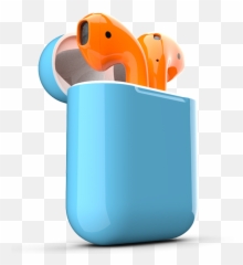 Airpods Apple Headphones Orange Earbuds - Apple Airpods Color Blue Png,Apple Headphones Png