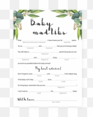Download Baby Mad Libs Shower Game Printable With - png