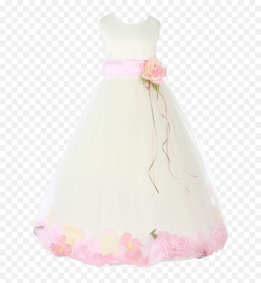 Pink Satin Tulle Flower Petal Dress - Gown Png,Sash Png