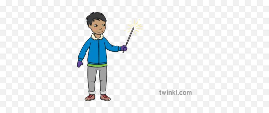 Boy With Sparkler Fireworks Loud Bang Bonfire Night Ks1 - Cartoon Png,Sparkler Png
