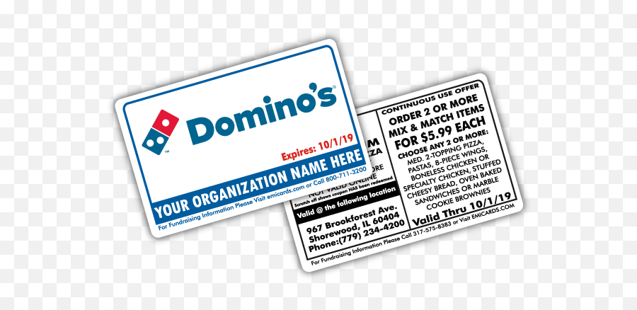 Dominou0027s Pizza Fundraising Cards Emi - Colorfulness Png,Dominos Png