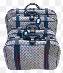 Vintage Gucci Soft Sided Luggage - Blue Suitcase png