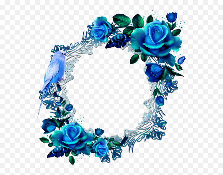 Download Paper Frames Blue Flowers - Blue Floral Frame Png,Blue Flowers Png