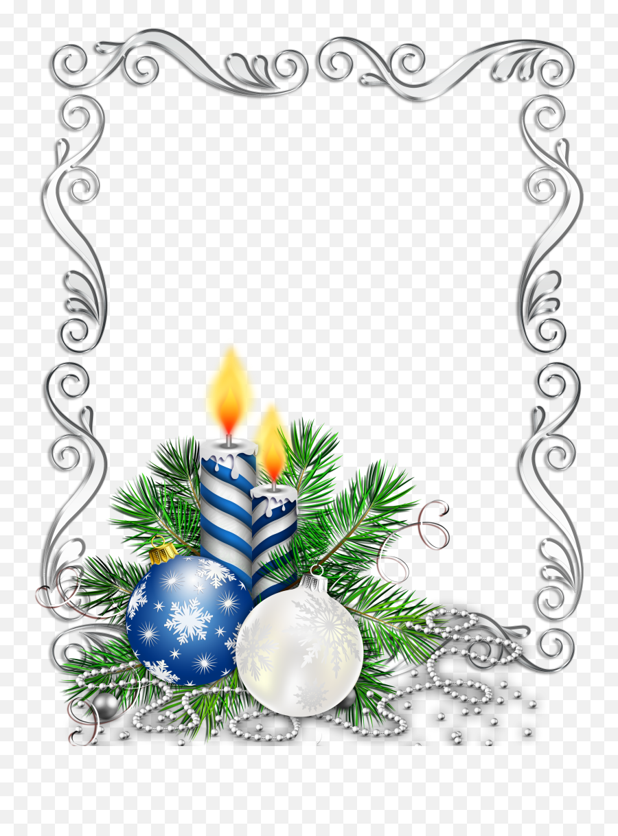 Silver Christmas Candles Png Picture 488103 - Blue Christmas Border Design,Christmas Candle Png