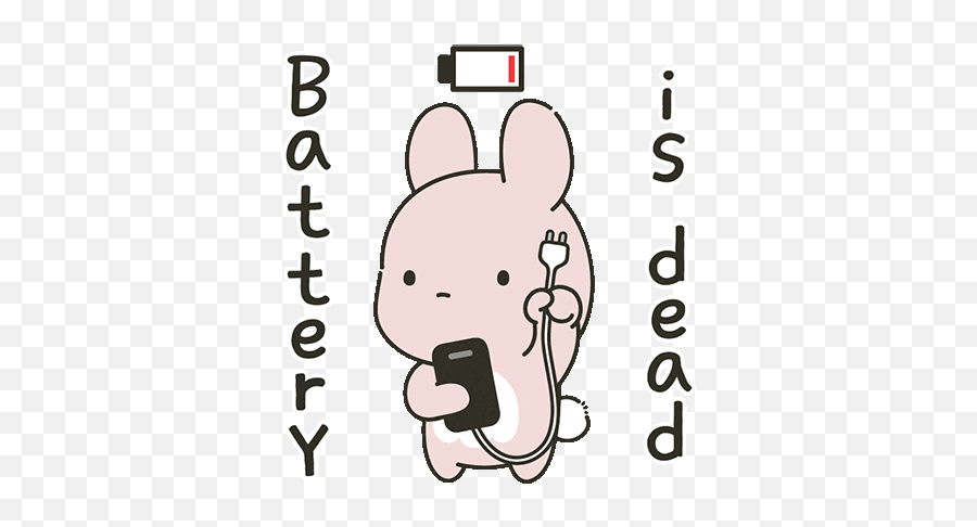 Pink Rabbit Sticker - Pink Rabbit Battery Is Dead Discover Rabbit Battery Dead Png,Dead Battery Icon