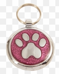 Luxury Glitter Pink Paw Print Designer Dog Tag Shimmer Range - Keychain Png,Dog Tags Png