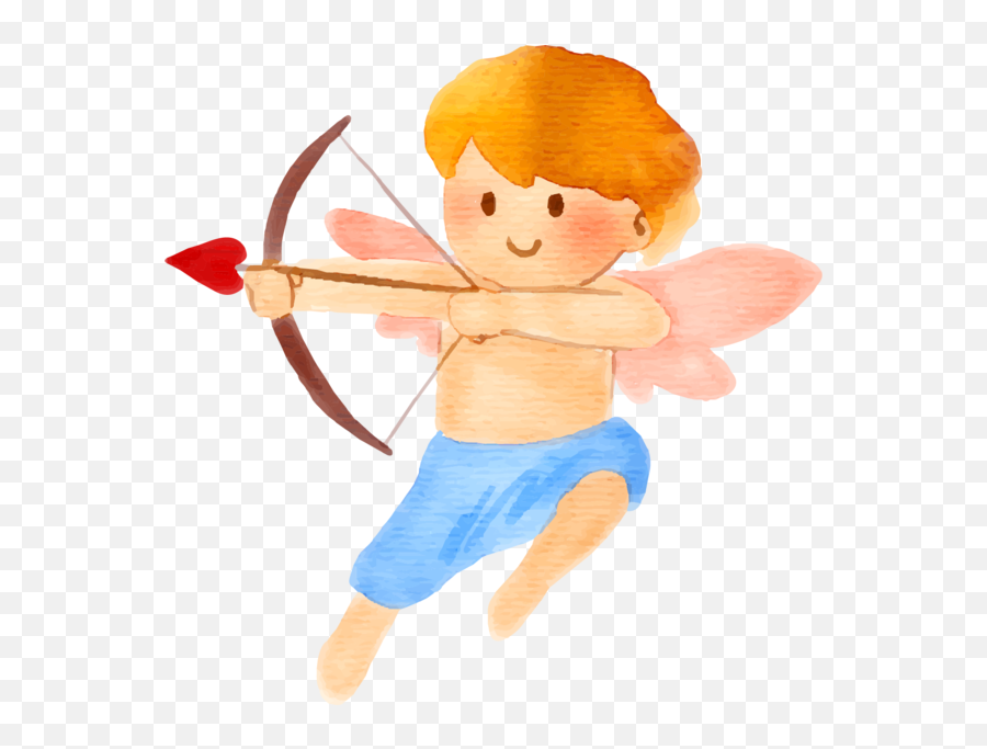 Cupid Watercolor Painting Love Cartoon For Valentines Day - Cupid Watercolor Png,Valentines Day Transparent
