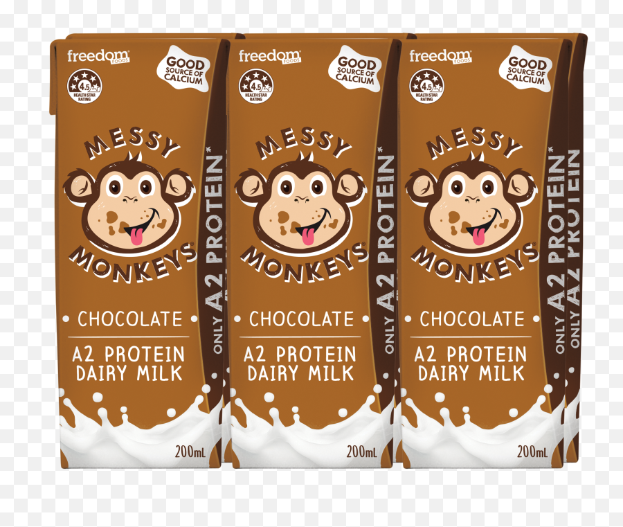 Messy Monkeys A2 Protein Chocolate Milk U2013 Freedom Foods - Messy Monkeys Milk Png,Milk Transparent