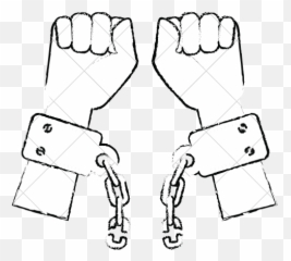 Download Drawn Chain Handcuffs - Slavery Chains Outline PNG Black Background