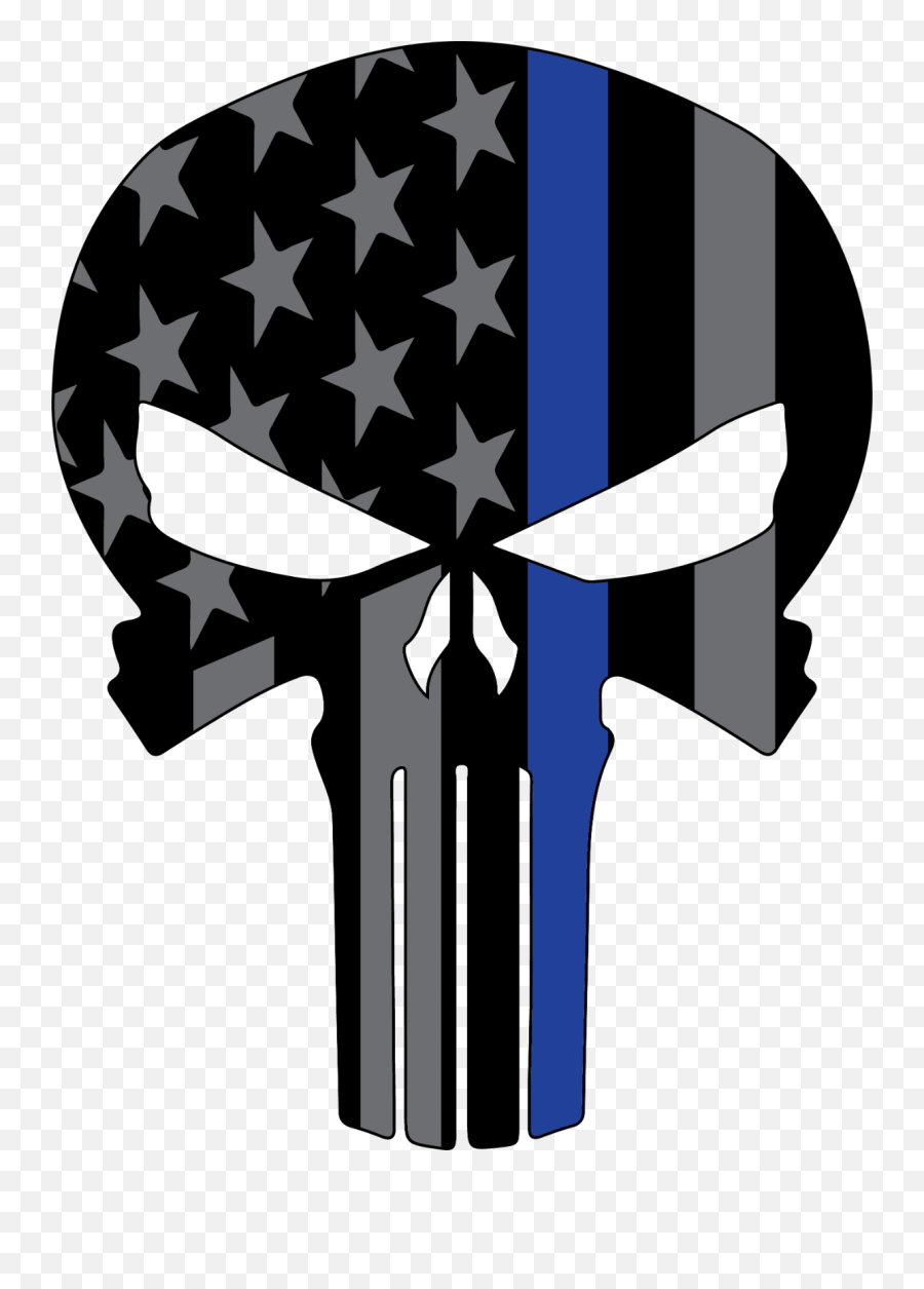Usa Map Thin Blue Line Decal Set - Blue Line Punisher Skull Png,Punisher Skull Png
