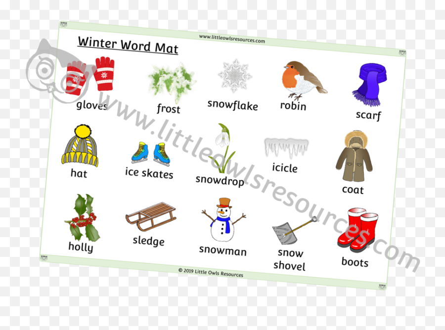 Free Winter Word Mat Printable Early Yearsey Eyfs Png Frost Border