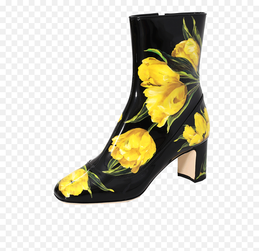 Dolce Gabbana Tulip Print Patent Boot - Round Toe Png,Boot Print Png