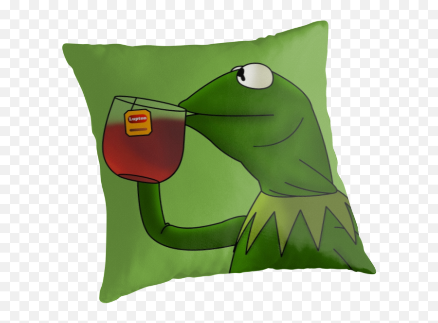 Download Hd Kermit Sipping Tea Redesign - Cartoon Png,Pillow Png