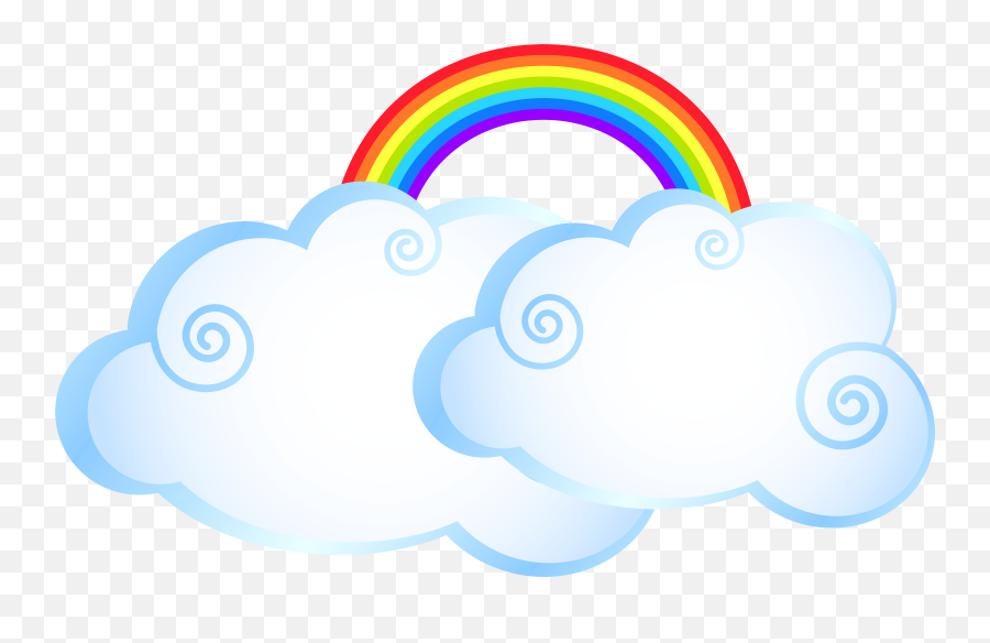 Rainbow With Clouds Transparent Png - Cartoon Clouds Clipart Png,Cartoon Cloud Transparent