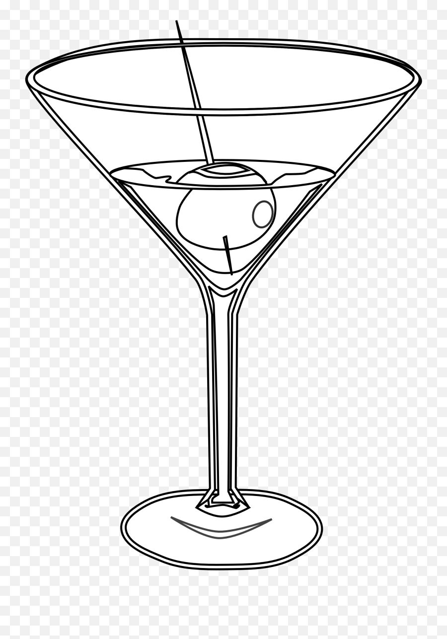Martini Black White Line Art - Martini Glass Png,Cocktail Glass Png