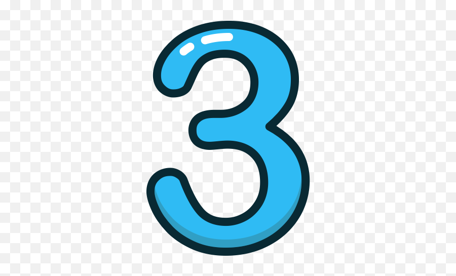 Blue Number Numbers Study Three Icon - Three Png,Number Png