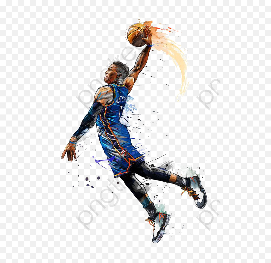 Russell Westbrook Fan Art Clipart - Drawing Basketball Players Dunking Png,Westbrook Png
