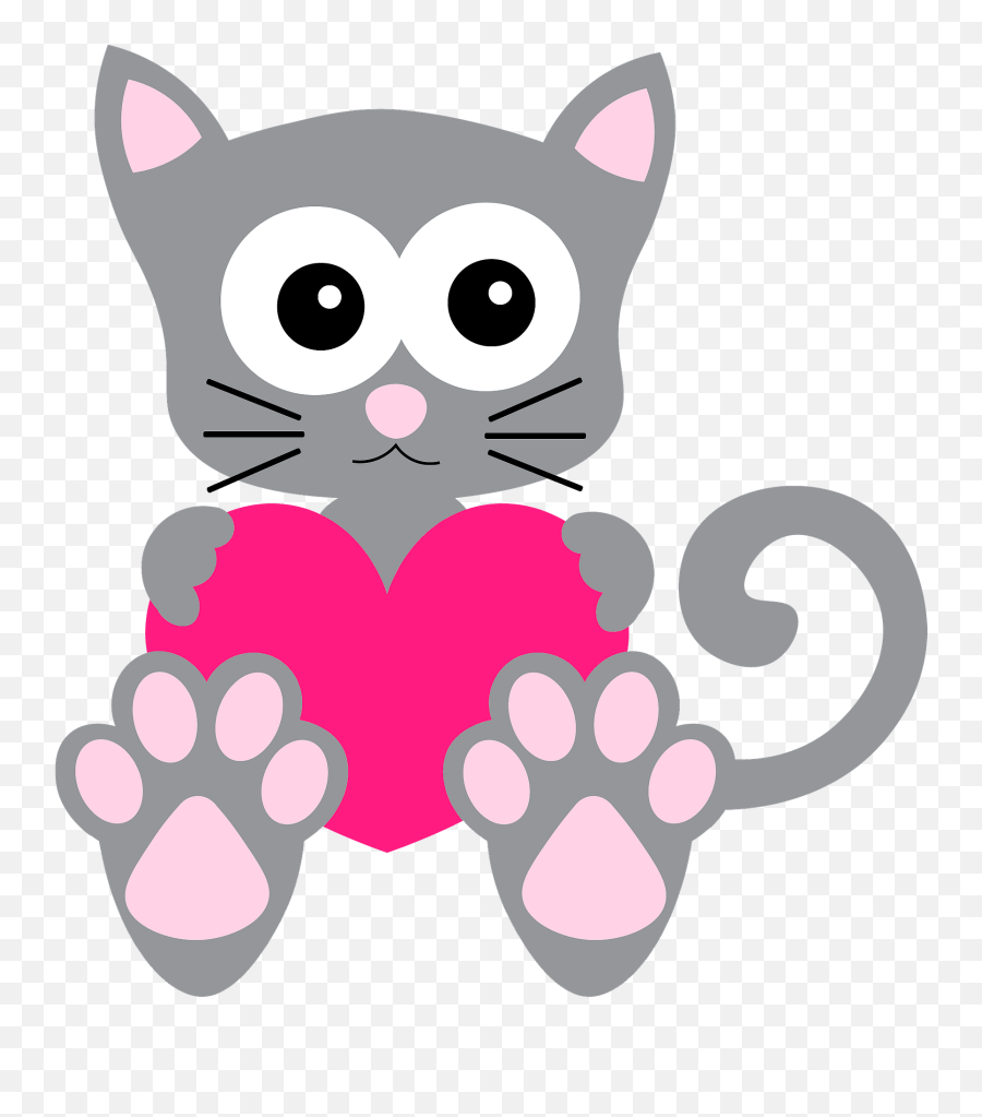 Cute Cat With Heart Clipart - Cat Png,Cute Cat Transparent
