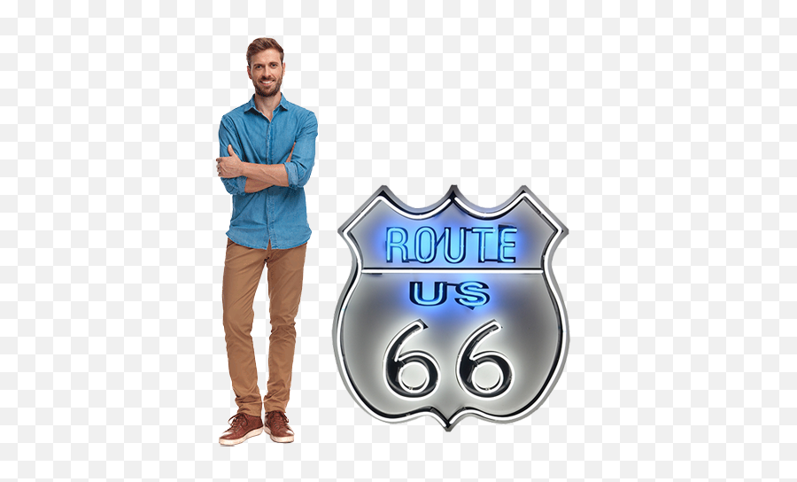 Route 66 Neon Sign - Hands Crossed Pose Png,Route 66 Logo