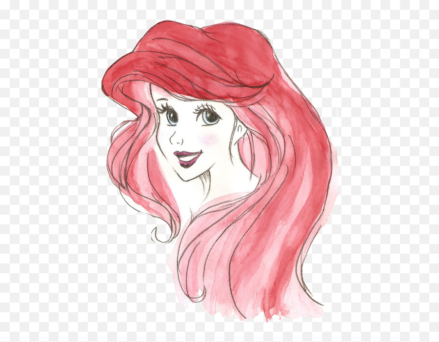 Image About Cute In Transparent Overlay By Tuyt Minh - Watercolor Painting Of Disney Characters Png,Ariel Png