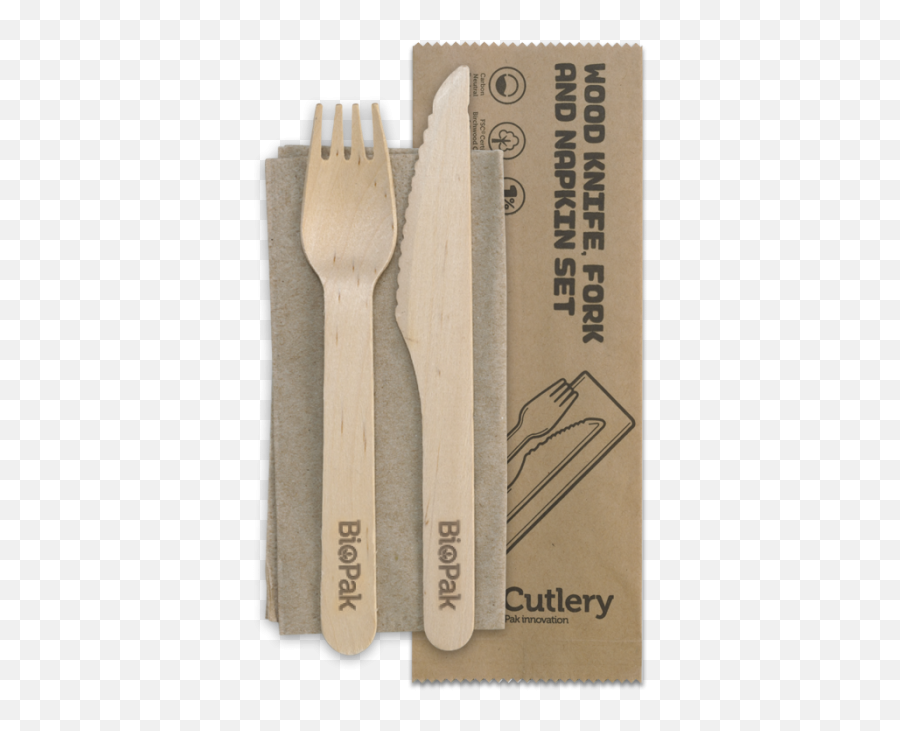 16cm Wood Knife Fork U0026 Napkin Set - Shoe Png,Fork Transparent