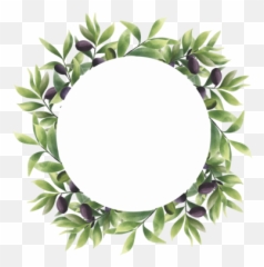 Olive Leaf Frame In A Watercolor Style - Download Free Olive Leaf Vector Png,Watercolor Circle Png