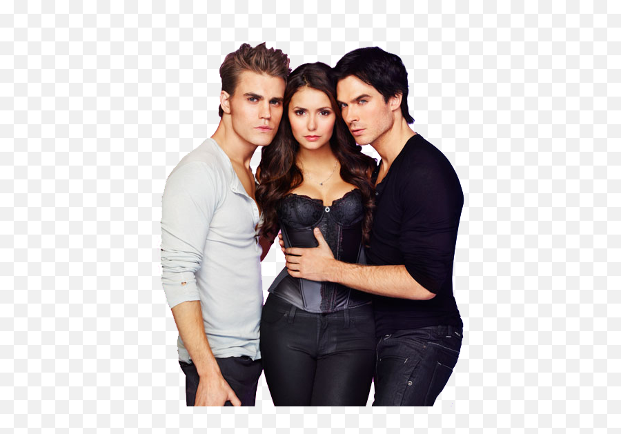 Png The Vampire Diaries Todos Do Elenco Estão Aqui - Ian Somerhalder Paul Wesley And Nina Dobrev,Nina Dobrev Png