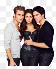 Png The Vampire Diaries Todos Do Elenco Estão Aqui - Ian Somerhalder Paul Wesley And Nina Dobrev,Nina Dobrev Png