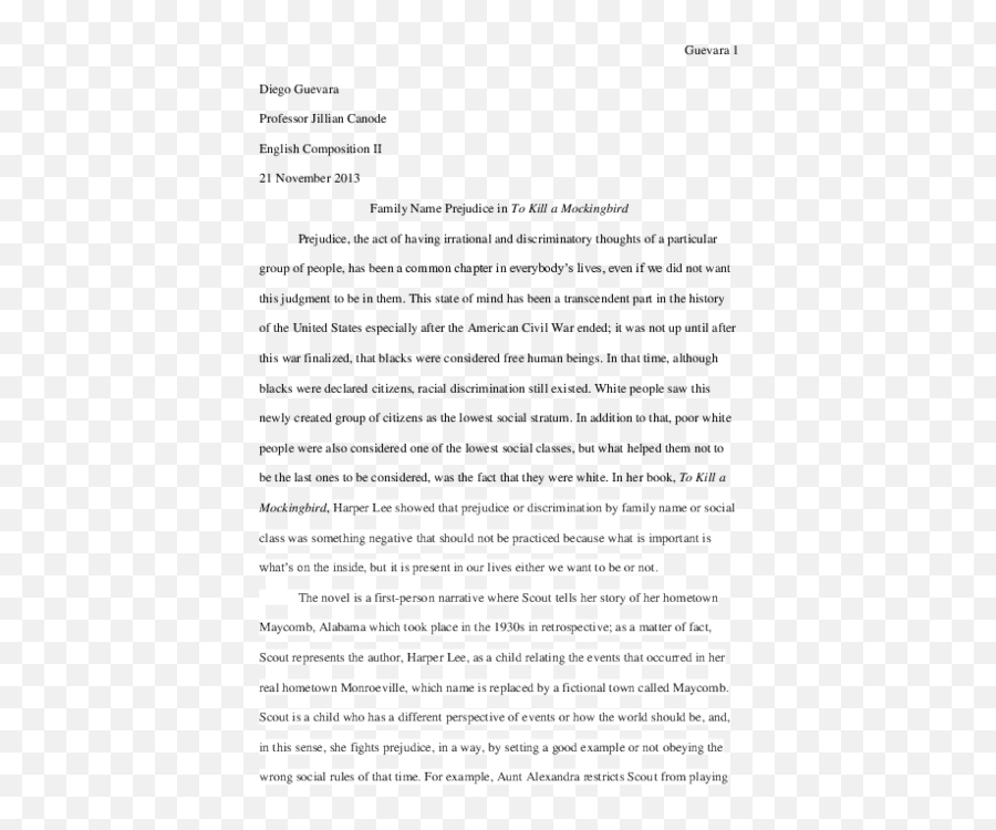 Doc Prejudice In To Kill A Mockingbird Diego 1 - Case Study Format Example Png,Mockingbird Png