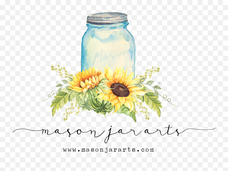 Download Drawn Mason Jar Sunflower Png - Transparent Sunflower Mason Jar Clip Art,Sunflower Transparent Background