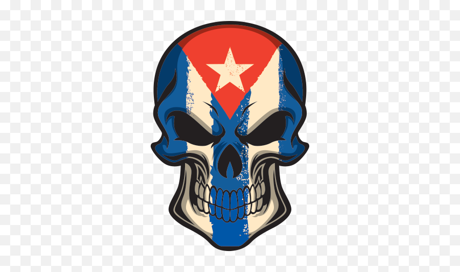 Printed Vinyl Cuba Flag Painted - Cuban Skull Sticker Png,Cuban Flag Png
