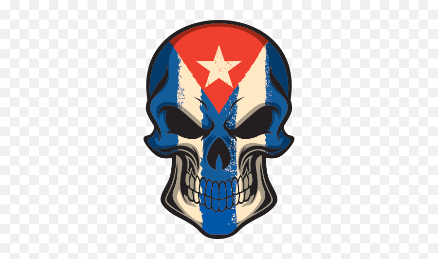 Printed Vinyl Cuba Flag Painted - Cuban Skull Sticker Png,Cuban Flag ...