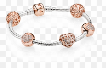 Pandora Clip Charm Rose Gold Bracelet - Portable Pandora Rose Clip Charm Png,Bracelet Png