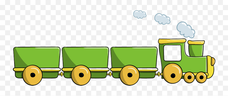 Green Toy Train Engine And Three Cars Clipart Free - Train Clip Art Gif Png,Toy Train Png