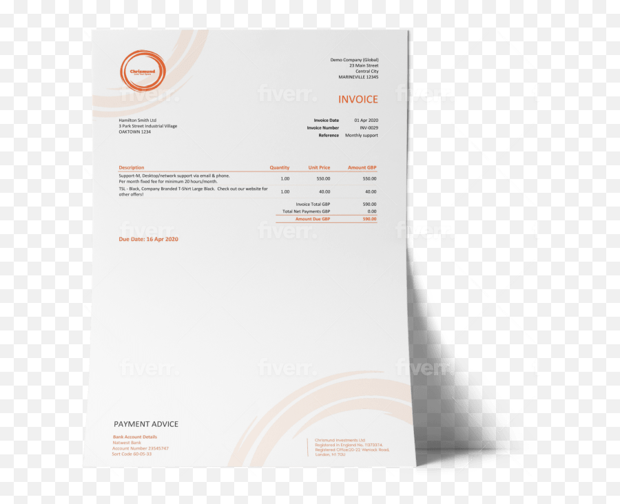 Design Branded Xero Invoice Templates By Zuixdesign Fiverr - Document Png,Xero Icon File