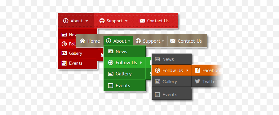 Dropdown Menus Online Generator - Vertical Png,Css3 Horizontal Icon Menu