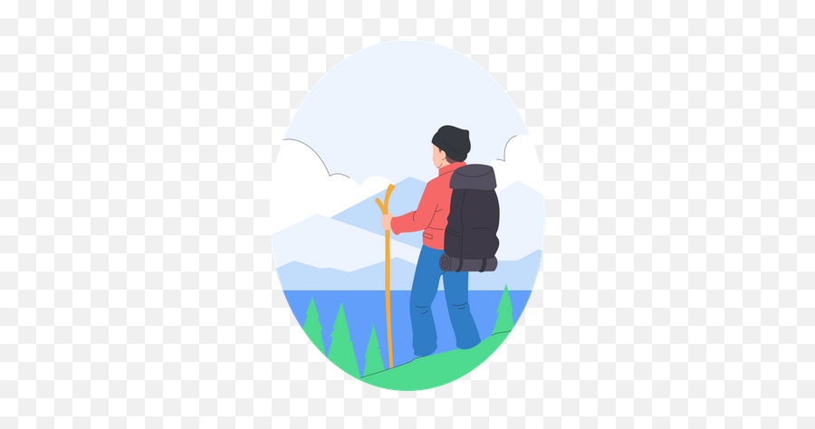 Hiking Icon - Download In Colored Outline Style Trekking Pole Png,Backpacking Icon