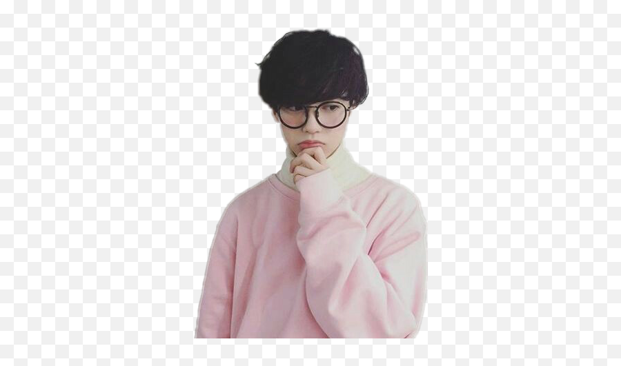 Download Ulzzang Glasses Aesthetic Boy Pretty Png - Black Haired Korean Boy,Anime Glasses Png