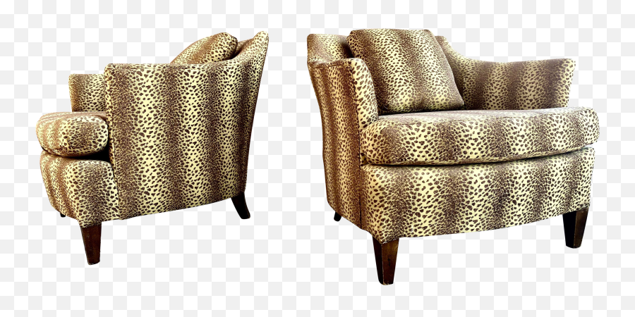 Reupholstered Henredon Leopard Print Lounge Chairs - A Pair Club Chair Png,Leopard Print Png