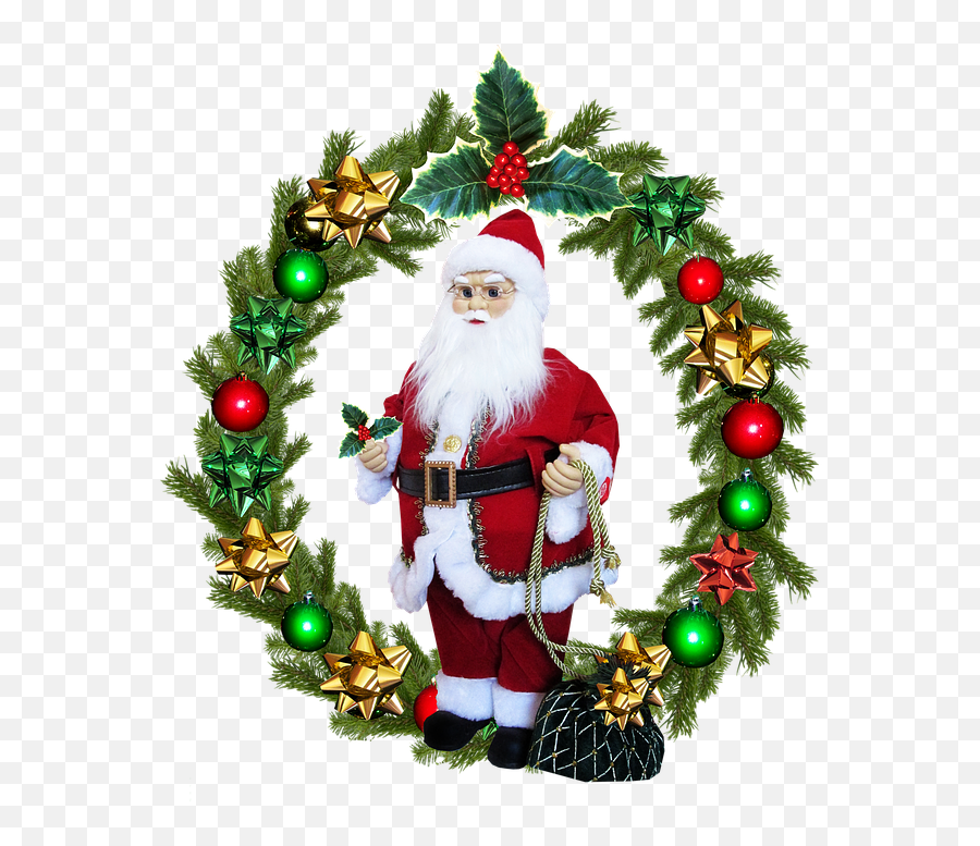 Christmas Wreath Santa - Free Photo On Pixabay New X Mas Wishes Png,Christmas Wreath Png