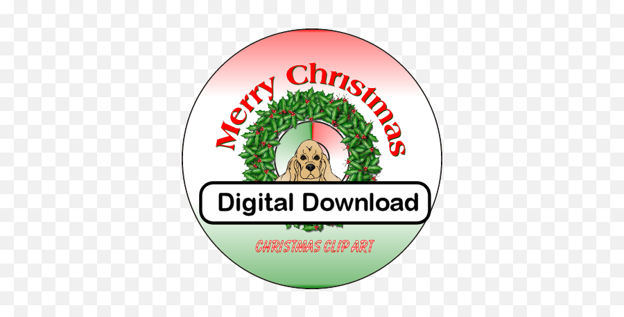 Cocker Spaniel Christmas Clip Art - Digital Download U2014 Argostar Dog Art Png,Christmas Clip Art Png