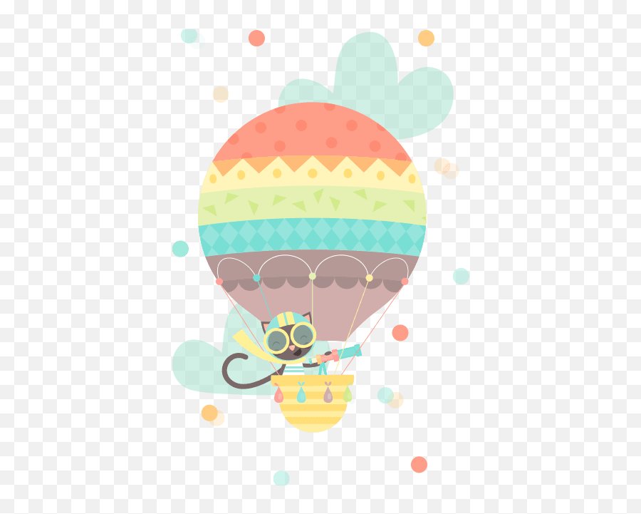 Jeanette The Cat - Cat Hot Air Balloon Illustration Png,Hot Air Balloon Transparent