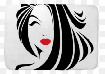 Bath Mat Women Long Hair Style Icon Logo Face - Hair Black And White Background png