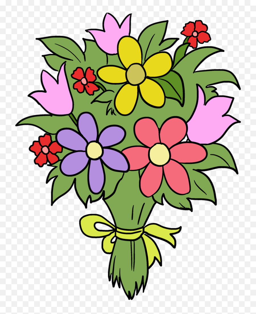 Bouquet Clipart Fun Flower - Flower Bouquet Drawing Easy Draw A Bouquet Of Flowers Step By Step Png,Flower Bouquet Icon