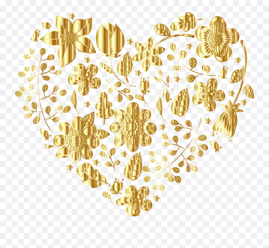 Gold Computer Icons Floral Design - Transparent Png Heart Gold Png,Flower Background Png